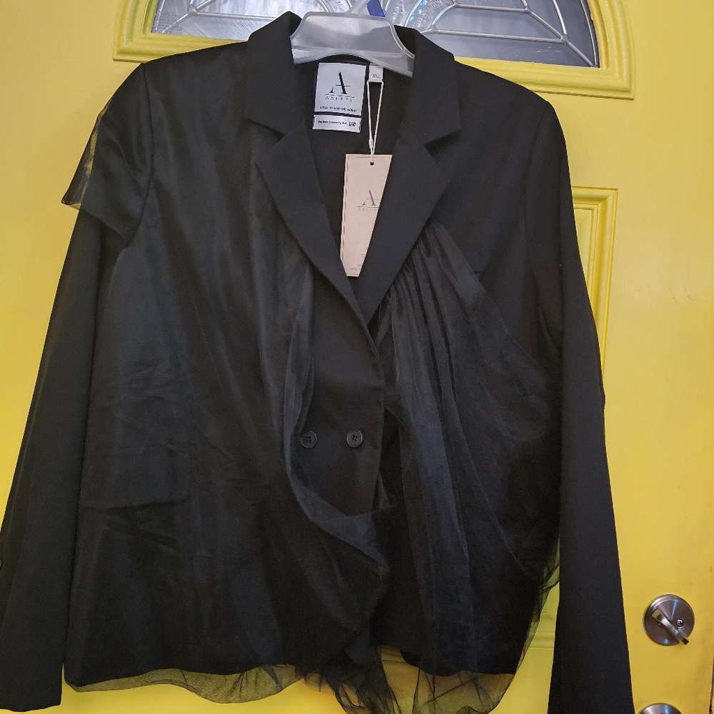 A New Day Black Sheer-Trim Blazer